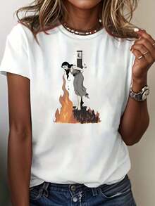 disfraz halloween hombreCamiseta gráfica de bruja gótica quemándose en la estaca para mujer - Rojo brillante y blanco con diseño wiccano negro - Cuello redondo suave, corte holgado, atuendo informal y para fiestas de Halloween - Ropa de bruja lavable a máquina, idea de regalo (tallas S-3XL) - Perfecta para eventos temáticos y atuendo informal - Estampado de bruja y escoba de inspiración vintage - Cómoda y versátil para todas las estacionesplayera de hombretwilight Y2k Camiseta Camisa De - Negro - Ver 10