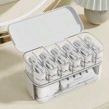 Transparent Cable Organizer Box With Lid, Double Layer Cord Storage Box With Divided Compartments, Large Capacity Electronic Organizer For Desk, Home Office, Travel, For Data Cables, Chargers, USB, Power Strips - Multicolor - View 7