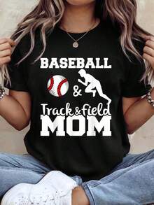 Camiseta Divertida para Mamá de Atleta de Béisbol y Atletismo, Camisetas Gráficas para Mujer - Negro - Ver 7