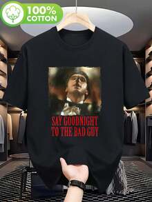 Camiseta de hombre de Tony Montana, con un diseño divertido, adecuada para 2025.Es una opción ideal para los fans; este disfraz con temática cinematográfica ofrece opciones personalizadas, estética vintage, tela transpirable y un ajuste cómodo.Muy adecuado para uso casual. Ideal para fiestas y uso diario, perfecto para vacaciones y tiempo de juego, excelente para fiestas y vacaciones en familia, estilo urbano, moda moderna, atuendo de fiesta, ropa casual de verano. - Negro - Ver 1