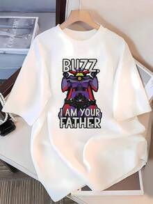 Colorful Graphic Showing A Powerful Retro Robot Raising Its Arms With A Humorous Phrase That Blends Fantasy And Science Fiction, Creating An Ironic And Fun Touch Ideal For Fans Of Classic Movies. Casual And Comfortable Women's T-Shirt For Everyday Wear - 白色 - 查看 3