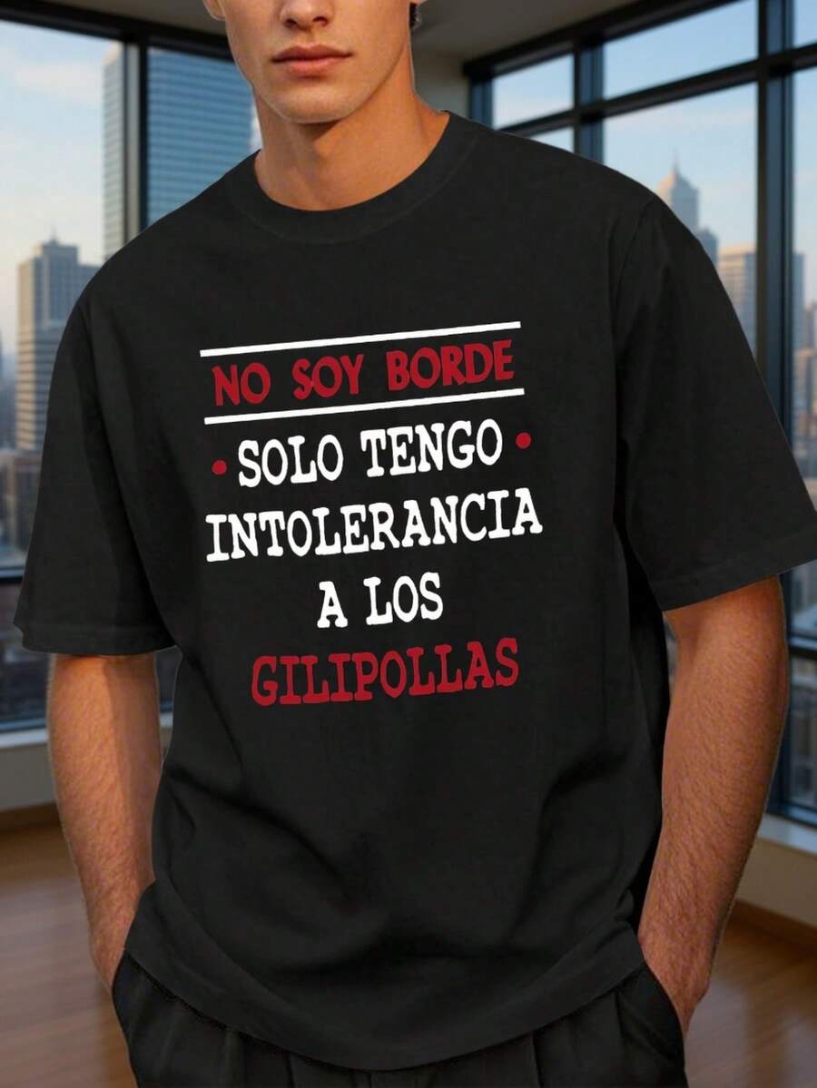 Men's Short-Sleeved Summer T-Shirt, Fun And Spanish Style. Loose And Comfortable. - Black - View 1