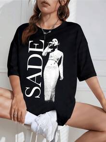 Camiseta Negra Mujer con Gráfico de "", Estilo Moderno - Blanco - Ver 9