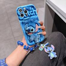 Disney Has Authorized, Phone Case - Chain Set, The Stitch Lilo & Stitch 3D Phone Case Plus A Silicone 3D Stitch Bracelet With Metallic Ring Removable Bracelet, Stitch And Angel Pattern, Compatible With Iphone17/16/15/14/13/12/11/XS/XR/X Plus Pro Max, A Stylish Cartoon Phone Case, The Perfect Gift Choice, Phone Protection, Durable Phone Cover, Great Gift For Friends And Family. - 白色 - 查看 6
