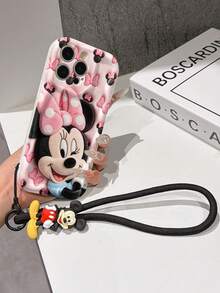 This Disney Mickey Mouse Lanyard Phone Case Is Fully Covered In TPU Material. It's Shockproof, Lightweight, And Compatible With IPhone17/16/11/13/15/15 Plus/15 Pro/15 Pro Max/12/14 Pro Max/11 Pro Max/12 Pro/12 Pro Max/13. This Phone Case Makes A Popular Birthday Gift Or Business Gift; It's Durable, Stain- And Fingerprint Resistant, And Suitable For Both Men And Women. The Set Also Includes A Mickey Mouse Phone Case And A Mickey Mouse Plush Bracelet. It's A Perfect Gift For Friends And Family. This Stylish Phone Case Is Fun, Lightweight, And Durable. IPhone17 Pro Max Phone Case, Minnie Mouse Phone Case. - 白色 - 查看 4