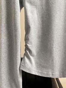 Camiseta casual de manga larga, cuello redondo, con estampado de lazo, color negro para mujer - Gris - Ver 5