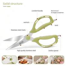 Stainless Steel Scissors, Sharp And Durable, Multi-Purpose For Daily Use, Suitable For Kitchen, Office, Sewing, Women - Stainless Steel Green Scissors - View 2