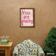 Decoración de pared de restaurante de estilo retro con marco de madera, decoración de pared de estilo industrial vintage con texto inspirador en inglés. - No rendirse nunca - Ver 5