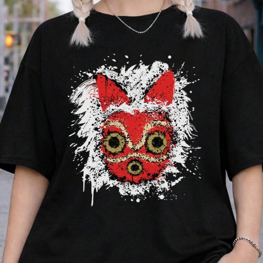 Anime Shirt Vintage Princess Mononoke Shirt, Sweatshirt, Hoodie, Studio  Characters, Youth Toddler Kid Tee, Gift for Anime Lovers, Y2K Japanese Seasonal Apparel Breathable Material,Festive-Unisex - Svart - Visa 1
