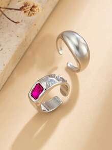 5pcs/Set Colorful Gemstone Adjustable Open Round Curved Toe Rings, Elegant Style, Suitable For Women's Daily Wear, Versatile For Various Outfits, Vacation, Graduation Season, Spring/Autumn Travel, Jewelry Gift, Size Runs Small - Multicolor - View 5