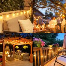 G40 Luces de Cadena Solares para Exteriores LED Alimentadas por Energía Solar Luces de Cadena de Globo Impermeables Luces Colgantes, Adecuadas para Jardín, Patio Trasero, Porche, Patio, Decoración de Balcón - luz cálida - Ver 6