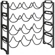 Wine Rack, Bottle Rack For 16 Wine Bottles, Metal Bottle Holder Storage Rack, Wine Bottle Rack For Kitchen, Dining Room, Black - Black - View 7