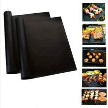 5er-Pack Antihaft-Ofenunterlagen, wiederverwendbar und hitzebeständig, geeignet für Grills und Gasherde – BPA- und , spülmaschinenfest, Geschenkideen für Partys, BBQ-Zubehör - Schwarz - Übersicht 3