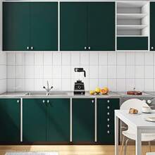 1 Roll Thick DIY Solid Color Wallpaper, Matte Green PVC Waterproof Anti-Fouling Self-Adhesive Wall Sticker, Suitable For Bedroom, Living Room, Study, Children's Room, Easy To Match Pattern, 40CM*100CM/300CM/500CM - Green - View 2
