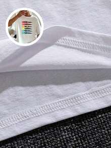 Camiseta con estampado de coche de carreras, 180G, blanco y negro, cuello redondo, corte holgado básico, transpirable, versátil, lavable a máquina, cómoda, S - 3XL, ideal para uso diario casual, deportivo, esencial para el verano Blusas Bonito 100% Cotton - Blanco - Ver 7
