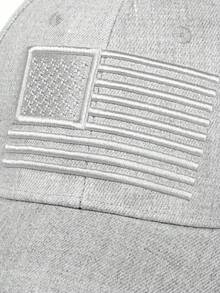 1pc Men's Adjustable Baseball Cap With US Flag Embroidery, Casual Outdoor Hat For Spring And Autumn - Heather Gray - View 5
