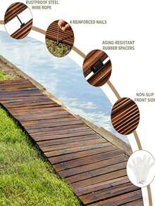 6FT/12FT Roller Shutter Wooden Garden Path - Durable Pine Outdoor Walkway, Christmas Home Decoration, Courtyard Path, Wooden Flooring, Suitable For Courtyards, Beaches, And Wedding Parties - Weather Resistant Decorative Wooden Walkway | Outdoor Courtyard Decoration | Outdoor Deck Decoration | Outdoor Walkway Paving Stone - Góc vuông - 72 inch - Xem 6
