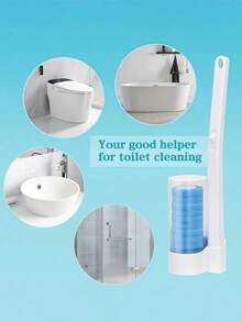 High-Efficiency Cleaning Sponge, Suitable For Disposable Toilet Brush And Brush Head. This Product Comes In Yellow, Blue, And Purple Options, Suitable For Deep Cleaning And Daily Bathroom Maintenance. This Set Includes A Refill Pack Of Toilet Cleaner, Disposable Toilet Brush Heads, And A Cleaning Sponge That Can Be Used To Clean The Bathtub, Floor, Drains, And Toilet. No-Touch Toilet Brush, Durable Material, And Highly Efficient. - Multicolor - View 9