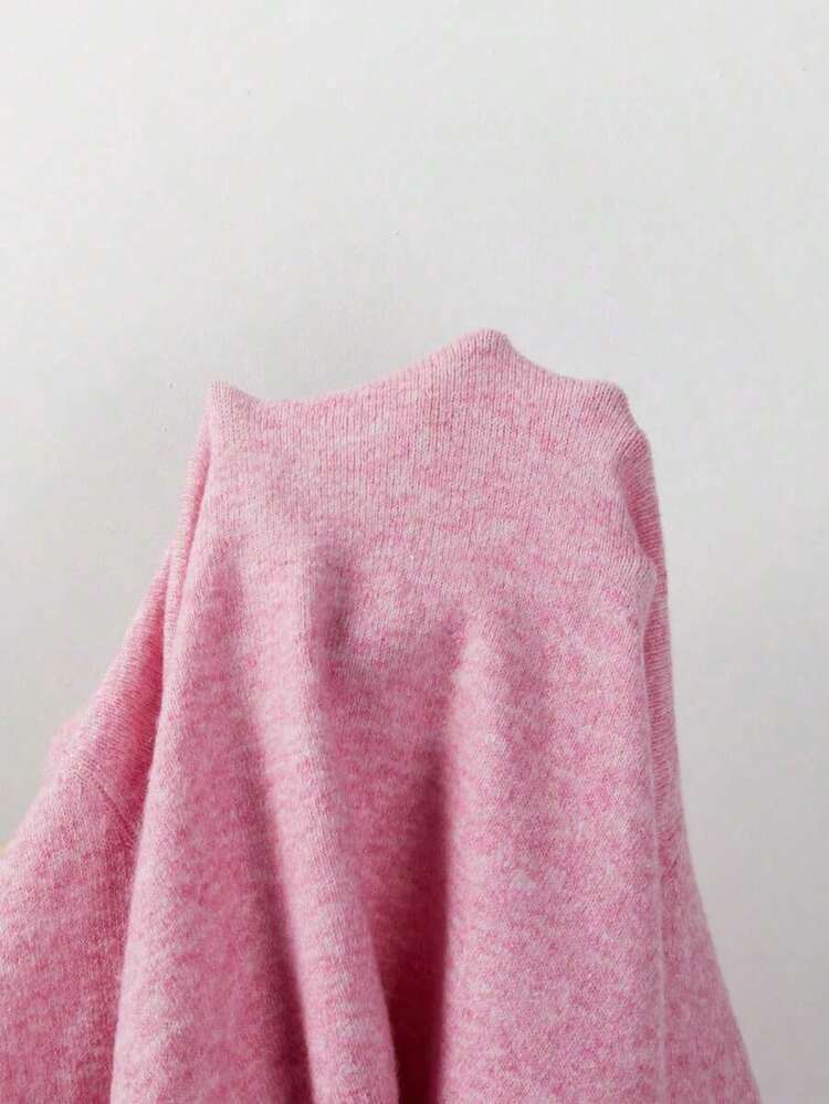 Cárdigan de punto con cuello redondo y diseño retorcido para mujer, chaqueta de suéter de color gris claro sólido y casual, blusa de primavera - Rosa - Añade 9