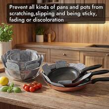 12 Pcs Pot And Pan Protectors, Thicker Felt Pan Pot Separators For Stacking, Set Of  3 Different Sizes, Cookware Protectors For Stacking Skillet Ceramic Saucepan Glassware - Xem 4