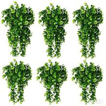 人造仿真桉树藤蔓，抗紫外线塑料植物，适用于室内/室外房间、婚礼、露台、门廊、墙面装饰、家居、阳台、室内/室外置物架、办公室装饰 - 大尤加利 - 查看 6