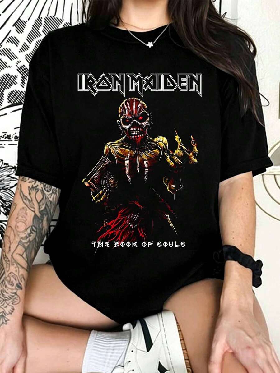 I-IronS M-MaidenS "The Book Of Souls" Heavy Metal T-Shirt With Album Art - Black - View 1