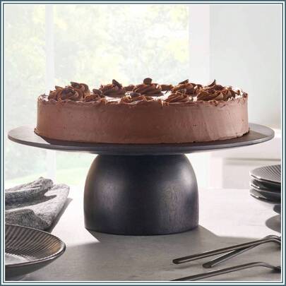 Black Wood Cake Stand - Rustic Wooden Pedestal For Weddings & Parties - Space-Saving Display