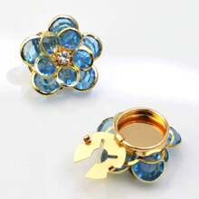 Two Blue Crystal Flower Button Covers, Rhinestone-Encrusted, Seamless Cuff Clips, Decorative Buttons For Women's Shirt Cuffs, Suitable For Dresses, Weddings, And Formal Wear. A Clothing Accessory Gift, Perfect For Everyday Gatherings, Holidays, Music Festivals, And Valentine's Day. A Women's Accessory, A Memorable Gift For Friends, Family, Or Lovers. Women's Jewelry. - Mint Blue - View 6