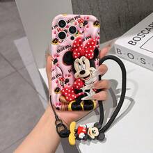 This Disney Mickey Mouse Lanyard Phone Case Is Fully Covered In TPU Material. It's Shockproof, Lightweight, And Compatible With IPhone17/16/11/13/15/15 Plus/15 Pro/15 Pro Max/12/14 Pro Max/11 Pro Max/12 Pro/12 Pro Max/13. This Phone Case Makes A Popular Birthday Gift Or Business Gift; It's Durable, Stain- And Fingerprint Resistant, And Suitable For Both Men And Women. The Set Also Includes A Mickey Mouse Phone Case And A Mickey Mouse Plush Bracelet. It's A Perfect Gift For Friends And Family. This Stylish Phone Case Is Fun, Lightweight, And Durable. IPhone17 Pro Max Phone Case, Minnie Mouse Phone Case. - White - View 6
