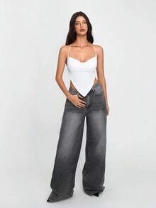 halter veraniego para mujer, sexy, de unicolor con drapeado y espalda descubierta - Multicolor - Ver 5