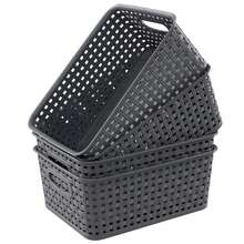 Plastic Woven Storage Basket, Multi-Size, Home Organizer Bin For Desk, Closet, Miscellaneous Items - View 5