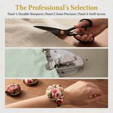 4pcs Sewing Supplies Set, Sharp Stainless Steel Tailor Scissors And Thread Snips, Sewing Machine Accessories Multi-Function Magnetic Ruler Flatbed Edge Guide Positioning Tool, Sewing Machine And Wrist Universal Pin Cushion - Multicolor - View 4
