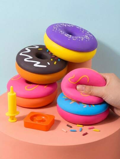 POKOJA LAND Đồ chơi bóp hình bánh donut giảm căng thẳng bằng silicon - Nhiều màu sắc - Thích hợp cho trẻ em, thanh thiếu niên, bé gái, lớp học, quà sinh nhật, quà Giáng sinh, quà nhét vào tất (Gói 1/2/4 chiếc)