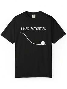 "I Had Potential" T-Shirt, "Project Ave Maria" T-Shirt. Unisex 220g Pure Cotton T-Shirt. Ideal Weight For All Seasons, Suitable For Both Men And Women. Durable, High-Quality Fabric, Soft To The Touch And Long-Lasting. Breathable Top. Suitable For Spring And Summer, Holidays, Mother's Day, And Independence Day. - 黑色 - 查看 1