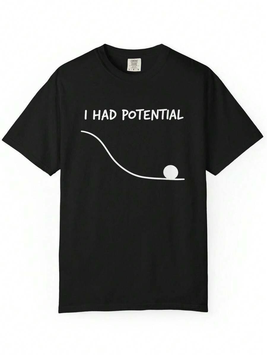 "I Had Potential" T-Shirt, "Project Ave Maria" T-Shirt. Unisex 220g Pure Cotton T-Shirt. Ideal Weight For All Seasons, Suitable For Both Men And Women. Durable, High-Quality Fabric, Soft To The Touch And Long-Lasting. Breathable Top. Suitable For Spring And Summer, Holidays, Mother's Day, And Independence Day. - 黑色 - 查看 1