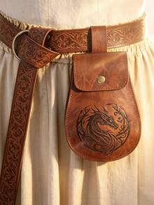 1pc Medieval Renaissance Style Waist Bag, Viking Retro Waist Pouch, Portable Waist Pack Coin Purse, Unisex Cosplay Prop - C - View 7