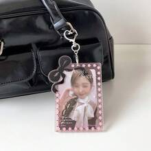 1pc Angel Secret Glitter Acrylic Photo Card Holder With Bow And Star Frame, 3-Inch Idol Photo Card Protector With Heart-Shaped Keychain, Transparent Cute Card Display Box For Backpack Decoration, Fan Collection And Daily Use, Back To School - Card Sleeve - View 11