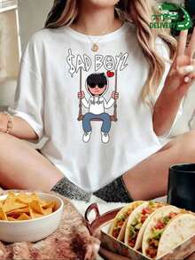 Camisa de manga corta para mujer, diseño de color sólido, perfecta para el hogar o para uso casual.Oferta por tiempo limitado.Hermosa camisa, cómoda y de la longitud adecuada.Lavable a máquina. - Blanco - Ver 6
