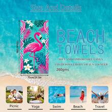 1pc Flamingo & Plant Pattern Beach Towel, Super Soft Microfiber Extra Large Beach Blanket, Highly Absorbent Bath Towel, Suitable For Travel, Swimming Pool, Diving, Surfing, Yoga, Camping, Available In Multiple Sizes, Beach Accessories For Beach, Pool, Travel, Camping, Yoga - Flamingos - View 15