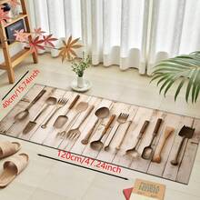 1pc Kitchen Pattern Printed Floor Mat, Silica Gel Kitchen Carpet, Washable Rectangular Rug, Suitable For Living Room, Bedroom, Hallway, Bathroom, Laundry Room - Polyester Carpet, Indoor And Outdoor Home Decor - Multicolor - View 16