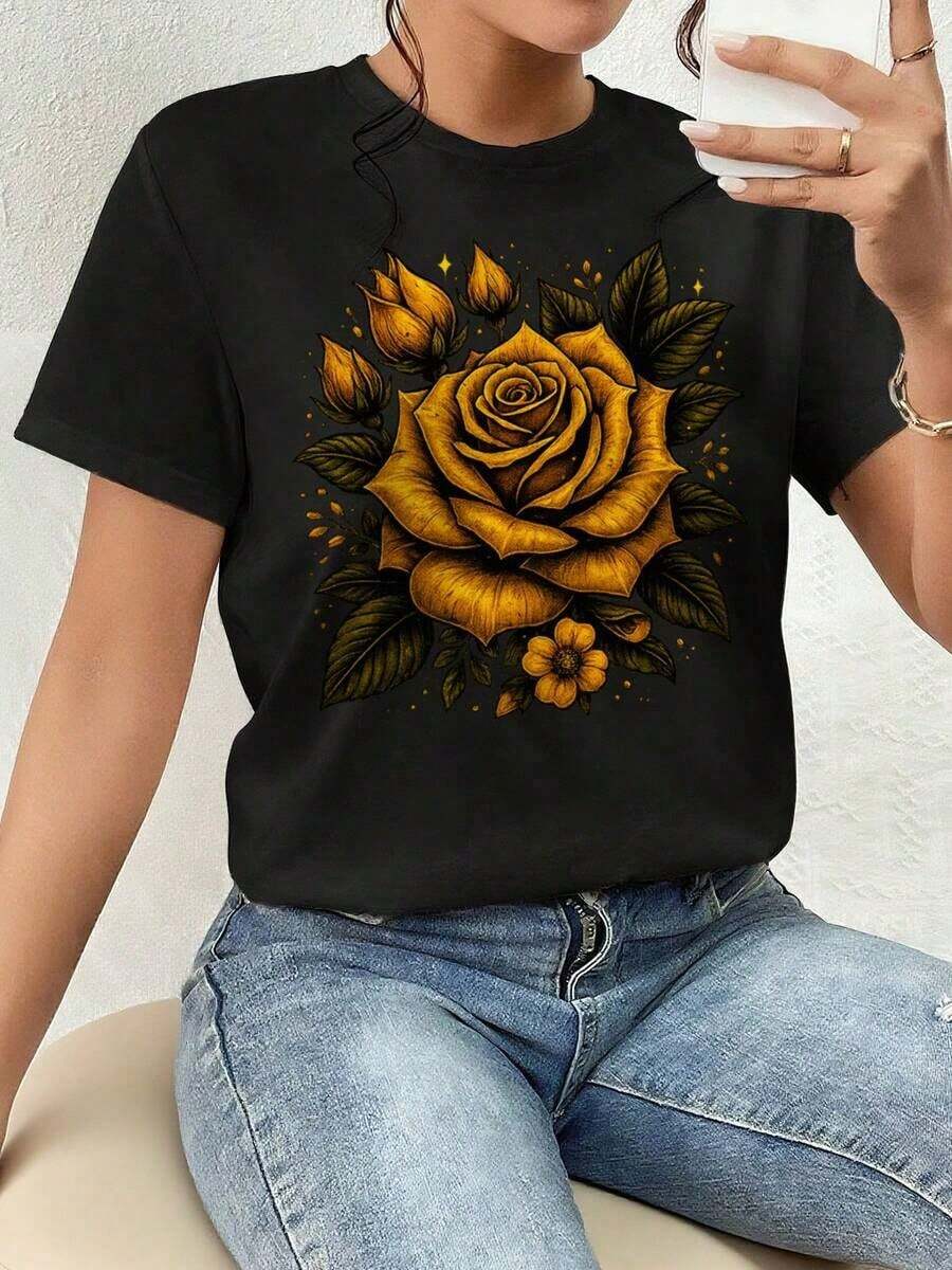 ofertas y liquidacionesPlayera Para Mujer,Temporada De Otoño Estético Rosa, Camiseta Gráfica - Rose Tattoo Design - Halloween Shirt - Summer T-Shirt - Casual T-Shirt - Black Street Graphic Tees - Men's T-Shirt - Funny Graphic Vintage T Shirts - S-XXXLplayera de hombretops sudaderas para mujer Y2k Camiseta Camisa De - Negro - Ver 1
