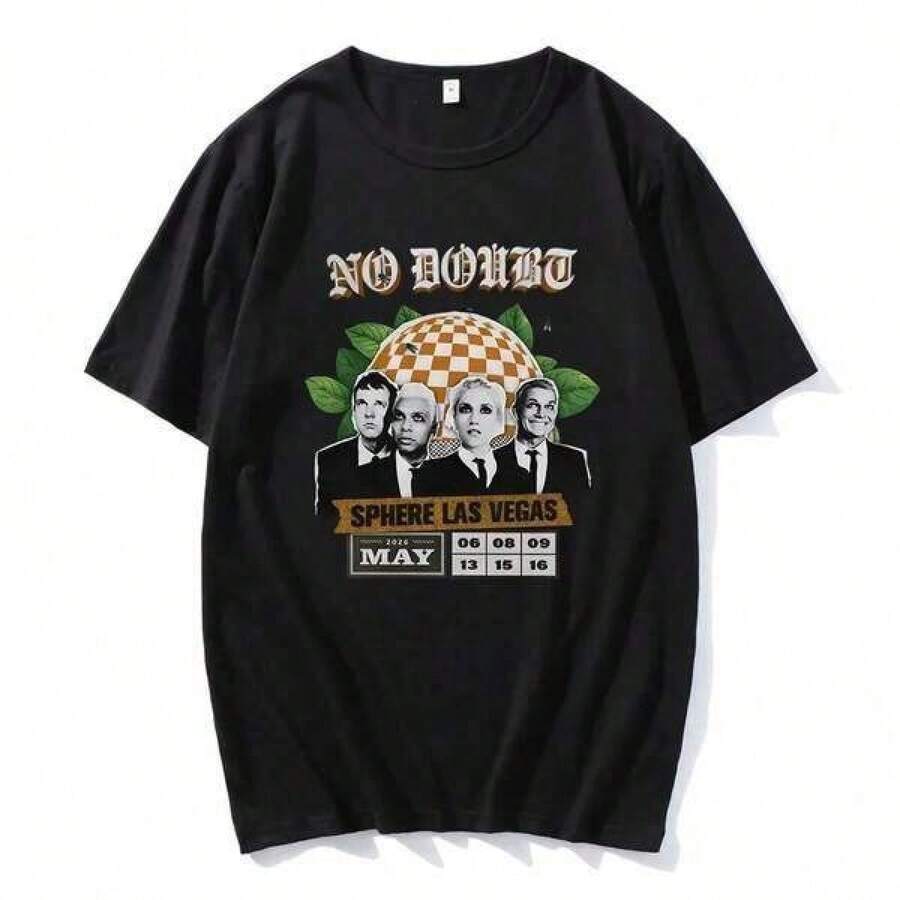 Camiseta unisex de algodón puro No Doubt SPHERE LAS VEGAS, camisetas con estampado gráfico de banda de rock, camiseta de manga corta para hombre, ropa de calle unisex, camiseta para hombre, ropa de mujer, pantalones de hombre, trajes de baño para hombre, ropa de hombre, camisetas de hombre, vestidos casuales para mujer. ,Daily Essential Pure Cotton Tee, Loose Short Sleeve Basic Style For Ladies Teen Girls, Skin Friendly Material For Daily Commute Street Leisure Campus Life Dating Party Holiday Travel Outfittops elegantes playeras de niña tropicoqueta karol playeras de mujer tops de mujer tops de mujer ropa de niñas de 34 años ropa deportiva de mujer - Negro - Ver 1