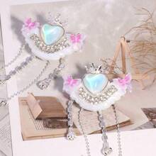 2 piezas con forma de corona de corazón, decoradas con rhinestones y borlas, adecuadas para correas de teléfono DIY, llaveros, collares y otros accesorios - 2 piezas - Ver 7