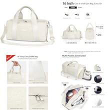 Bolsa de gimnasio para mujeres niñas y hombres Beige 16" Small Size Moda personalizada linda compacta - Beis - Ver 1