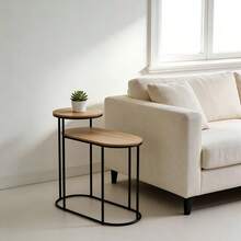 1 Set round nested tea tables, featuring nestable round coffee tables and sofa side tables. This Italian minimalist mother-and-child tea table allows free combination of different heights and flexible arrangement. in is bedroom, balcony and courtyard. The upper layer can hold water cups, scented candles and green plants, while the lower layer provides storage for books, remote controls and snacks. Space-saving and homeage for room and terraces and outdoor spaces. It is also a thoughtful gift choice for festivals, housewarming celebrations, Mother's Day and Father's Day. - 駝色 - 查看 6