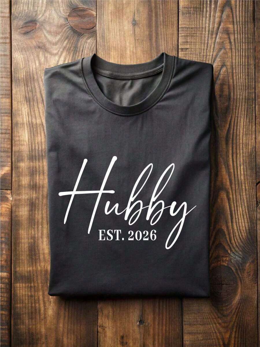 100% Cotton Couple T-Shirts For Men And Women, Matching Couple T-Shirts, Honeymoon Travel T-Shirts, Short T-Shirts For Newlyweds. - 黑色 - 查看 1