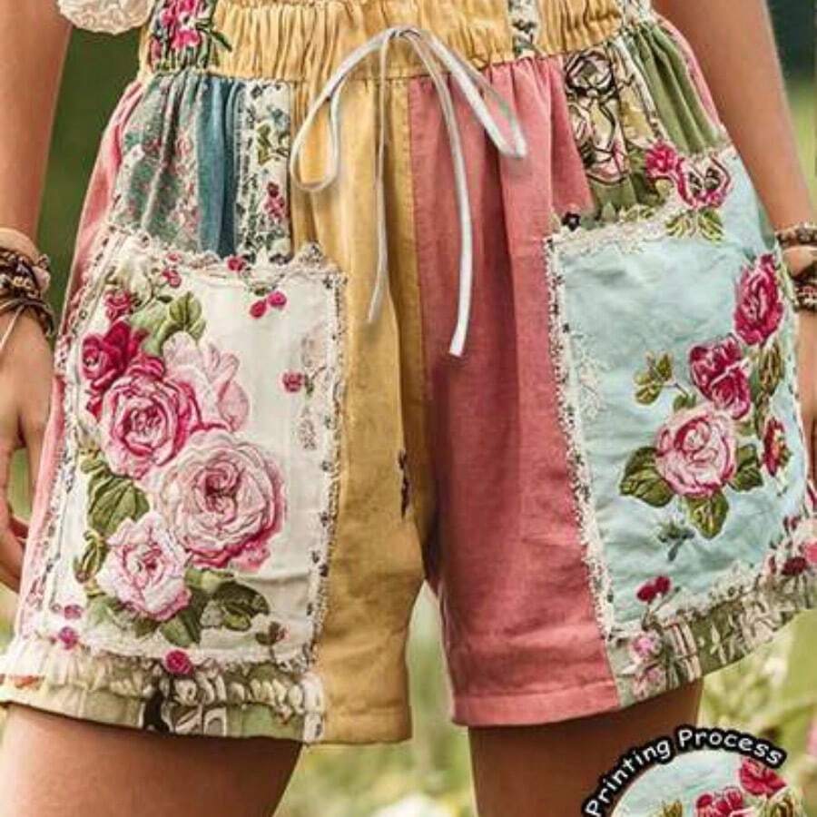 Women's Minimalist Vacation Printed Shorts - Multicolor - Ver 1