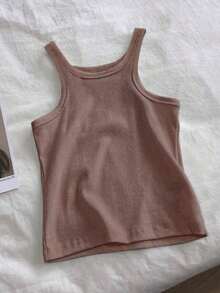 Top de tanque casual de moda para mujer de unicolor y ajustado - Multicolor 2 - Ver 6