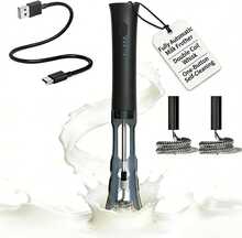 Milk Frother Handheld Rechargeable, Low Noise Electric Coffee Frother Wand With Stand, Stainless Steel Shaft, Anti-Accidental Start, 2 Double Coil Whisks, Kitchen Gifts - White - View 1