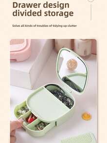 Transparent Cosmetic Brush Holder Bag, Portable Divided Drawer Jewelry Storage Box, Mini Suitcase Shaped Makeup Sponge Case (Random Color) - Multicolor - View 5